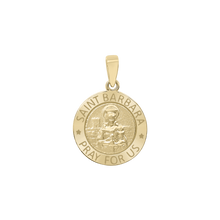Load image into Gallery viewer, 14K Gold Round Saint Barbara Medallion (5/8 inch - 1 inch)
