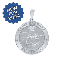Load image into Gallery viewer, Sterling Silver Round Saint Barbara Medallion (5/8 inch - 1 inch)
