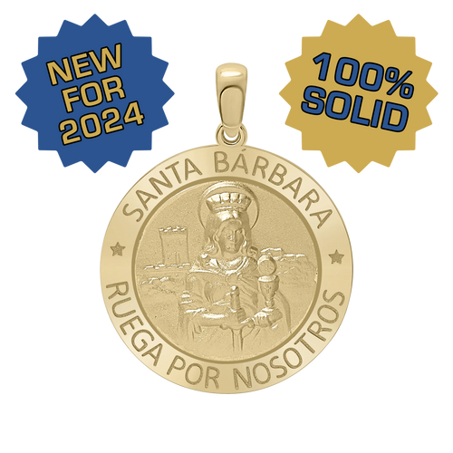 14K Gold Round Santa Bárbara Medallion (5/8 inch - 1 inch)