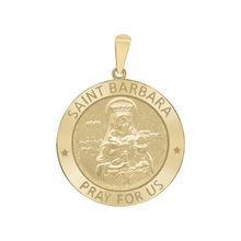 Load image into Gallery viewer, 14K Gold Round Saint Barbara Medallion (5/8 inch - 1 inch)
