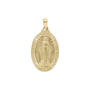 14K Gold 3D Oval Miraculous Framed Medallion (7/8 inch - 1 3/8 inch)