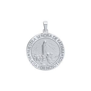 Sterling Silver Round Nuestra Señora de Fátima Medallion (3/4 inch)