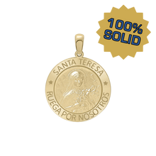 Load image into Gallery viewer, 14K Gold Round Santa Teresa Medallion (5/8 inch - 3/4 inch)
