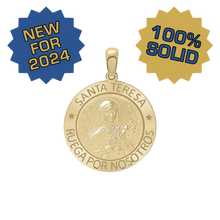 Load image into Gallery viewer, 14K Gold Round Santa Teresa Medallion (5/8 inch - 3/4 inch)
