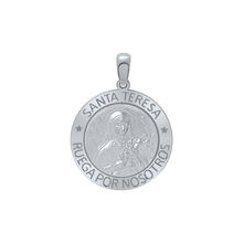 Load image into Gallery viewer, Sterling Silver Round Santa Teresa Medallion (5/8 inch - 3/4 inch)
