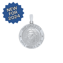 Load image into Gallery viewer, Sterling Silver Round Our Lord Jesus Medallion (3/4 inch)
