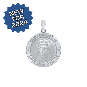 Sterling Silver Round Our Lord Jesus Medallion (3/4 inch)