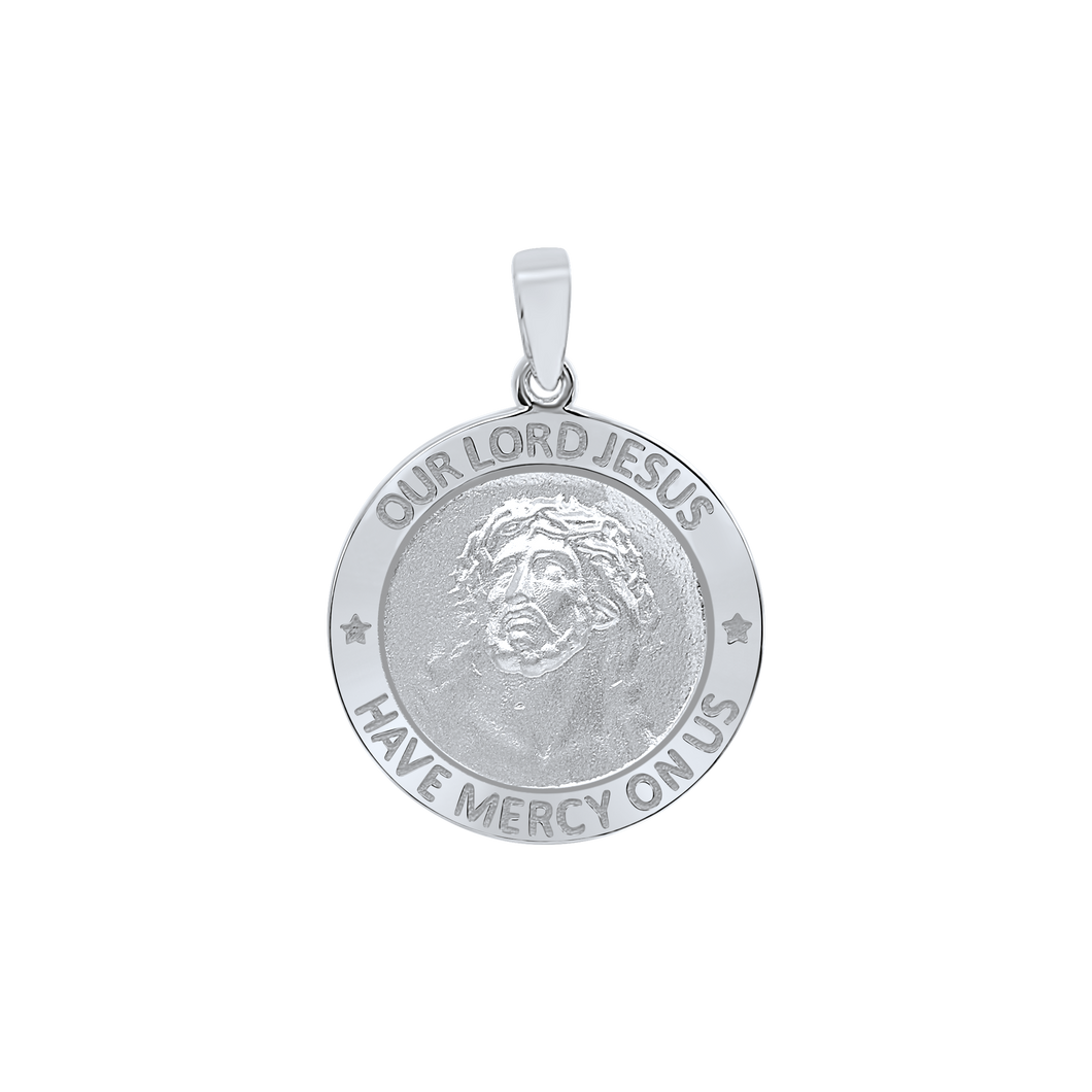 Sterling Silver Round Our Lord Jesus Medallion (3/4 inch)