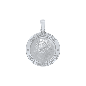 Sterling Silver Round Our Lord Jesus Medallion (3/4 inch)