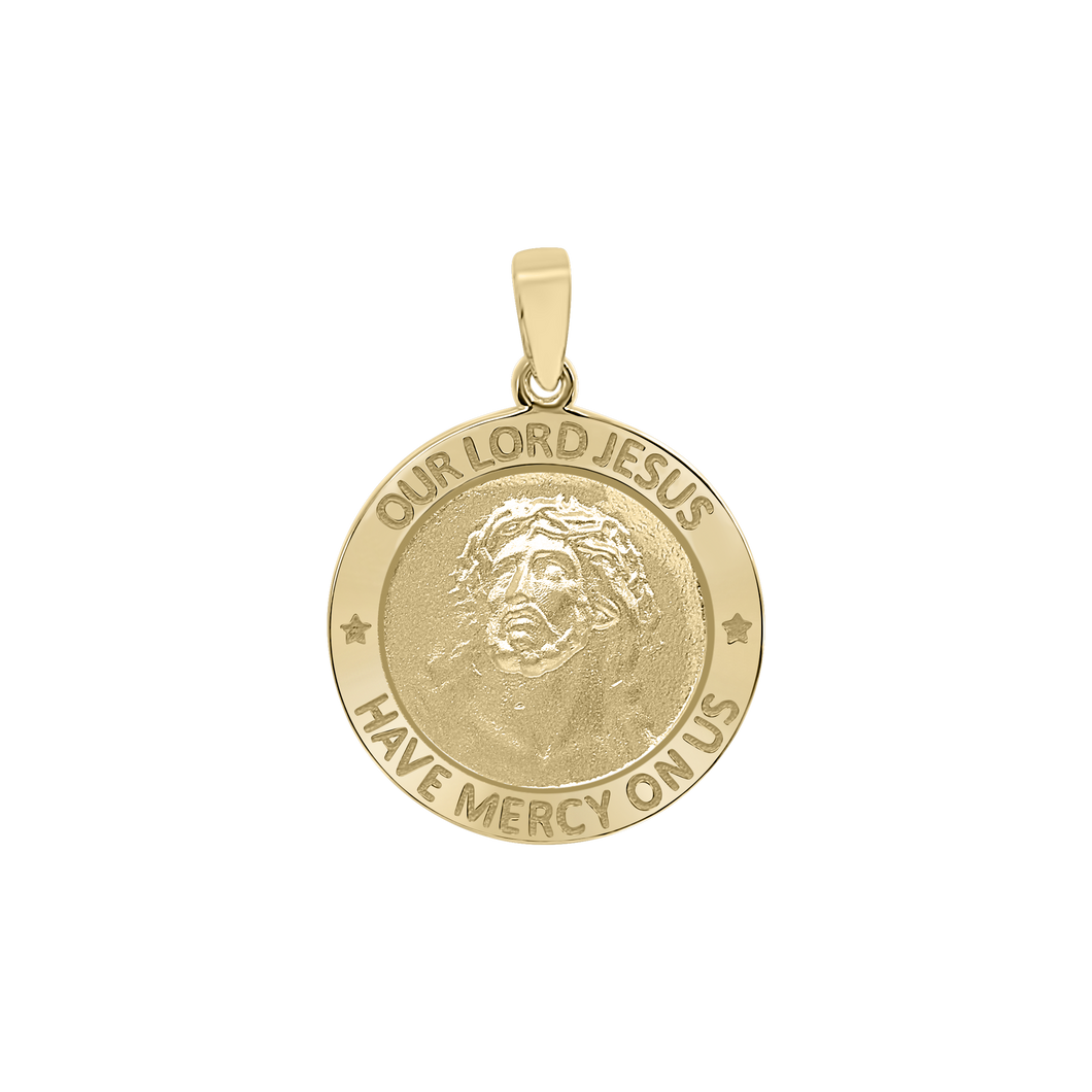 14K Gold Round Our Lord Jesus Medallion (3/4 inch)