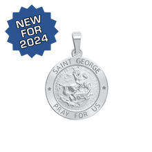 Load image into Gallery viewer, Sterling Silver Round Saint George Medallion (3/4 inch)
