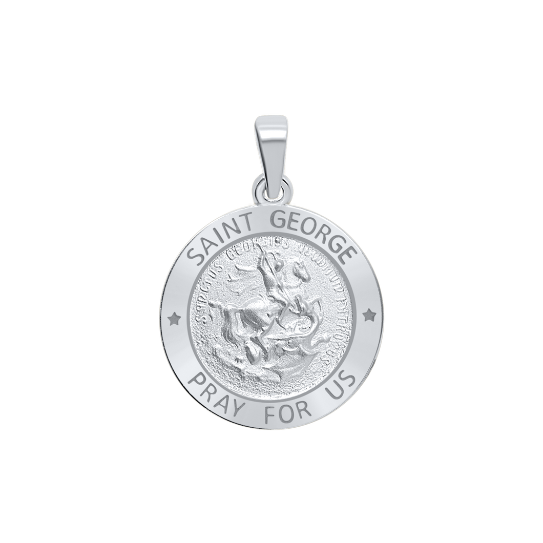 Sterling Silver Round Saint George Medallion (3/4 inch)