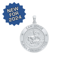 Load image into Gallery viewer, Sterling Silver Round San Jorge Medallion (3/4 inch)
