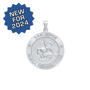 Sterling Silver Round San Jorge Medallion (3/4 inch)