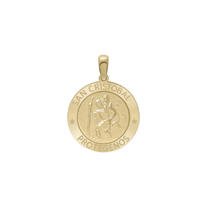 14K Gold Round San Cristobal Medallion (5/8 inch - 1 inch)