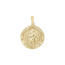 Load image into Gallery viewer, 14K Gold Round Saint Christopher Medallion (5/8 inch - 1 inch)
