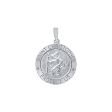 Load image into Gallery viewer, Sterling Silver Round Saint Christopher Medallion (5/8 inch - 1 inch)
