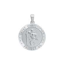 Load image into Gallery viewer, Sterling Silver Round Saint Christopher (Navy) Medallion (3/4 inch)
