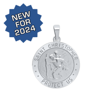 Load image into Gallery viewer, Sterling Silver Round Saint Christopher (Marine Corps) Medallion (3/4 inch)
