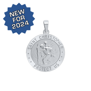 Sterling Silver Round Saint Christopher (Coast Guard) Medallion (3/4 inch)