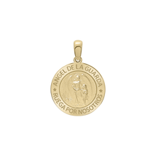Load image into Gallery viewer, 14K Gold Round Añgel Del La Guarda Medallion (5/8 inch - 1 inch)
