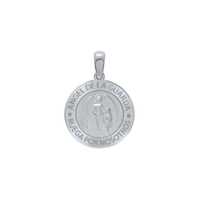 Load image into Gallery viewer, Sterling Silver Round Añgel Del La Guarda Medallion (5/8 inch - 1 inch)
