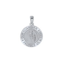 Load image into Gallery viewer, Sterling Silver Round Guardian Angel Medallion (5/8 inch - 1 inch)
