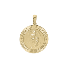 Load image into Gallery viewer, 14K Gold Round Añgel Del La Guarda Medallion (5/8 inch - 1 inch)
