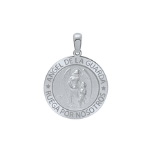 Load image into Gallery viewer, Sterling Silver Round Añgel Del La Guarda Medallion (5/8 inch - 1 inch)
