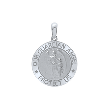 Load image into Gallery viewer, Sterling Silver Round Guardian Angel Medallion (5/8 inch - 1 inch)
