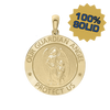 14K Gold Round Guardian Angel Medallion (3/4 inch)