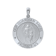 Load image into Gallery viewer, Sterling Silver Round Guardian Angel Medallion (5/8 inch - 1 inch)
