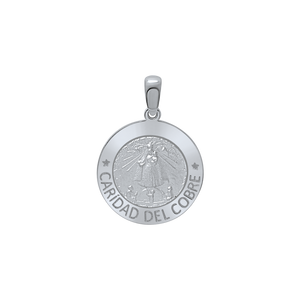 Sterling Silver Round Carídad Del Cobre Medallion (5/8 inch - 1 inch)