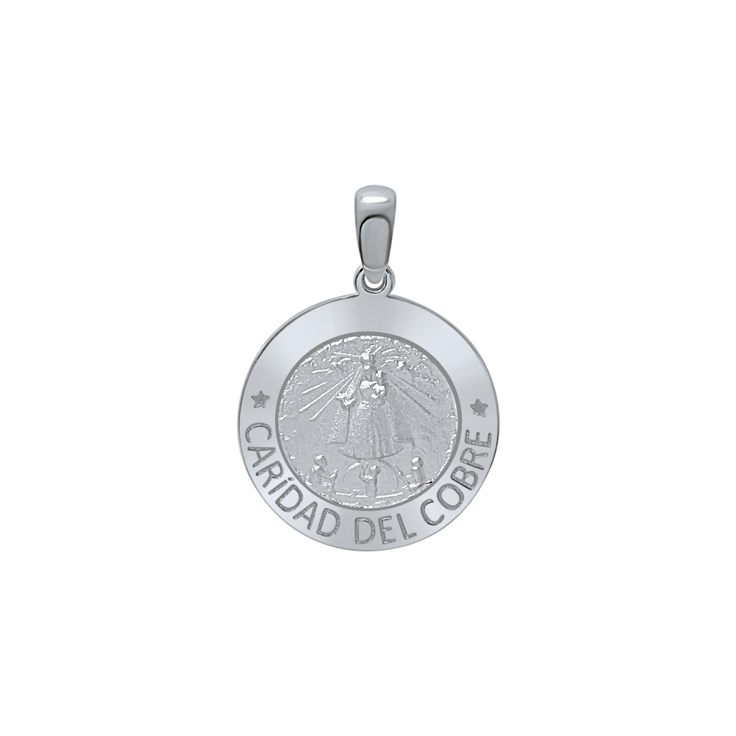 Sterling Silver Round Carídad Del Cobre Medallion (5/8 inch - 1 inch)