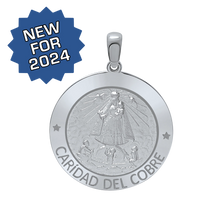 Load image into Gallery viewer, Sterling Silver Round Carídad Del Cobre Medallion (5/8 inch - 1 inch)
