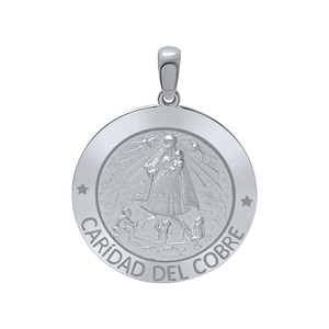 Sterling Silver Round Carídad Del Cobre Medallion (5/8 inch - 1 inch)