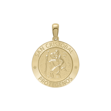 Load image into Gallery viewer, 14K Gold Round San Cristobal Medallion (5/8 inch - 1 inch)
