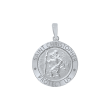 Load image into Gallery viewer, Sterling Silver Round Saint Christopher Medallion (5/8 inch - 1 inch)

