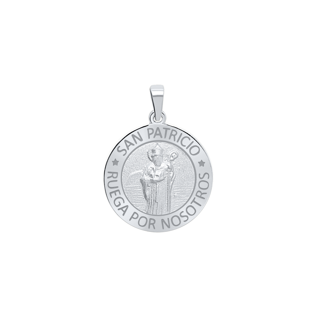 Sterling Silver Round San Patricio Medallion (5/8 inch - 3/4 inch)