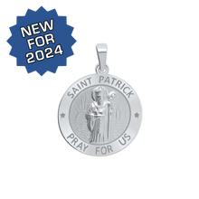 Load image into Gallery viewer, Sterling Silver Round Saint Patrick Medallion (5/8 inch - 3/4 inch)
