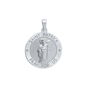 Sterling Silver Round Saint Patrick Medallion (5/8 inch - 3/4 inch)