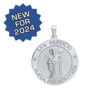 Load image into Gallery viewer, Sterling Silver Round San Patricio Medallion (5/8 inch - 3/4 inch)
