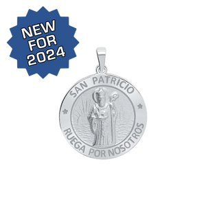 Sterling Silver Round San Patricio Medallion (5/8 inch - 3/4 inch)