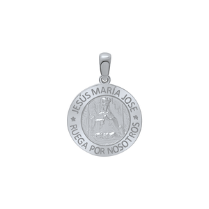 Sterling Silver Round Sagrada Familia (Jesús, Maria, y Jose) Medallion (5/8 inch - 1 inch)