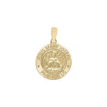 Load image into Gallery viewer, 14K Gold Round Holy Family (Jesus, Mary, and Joseph) Medallion (5/8 inch - 1 inch)
