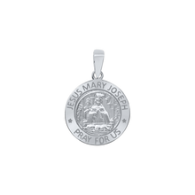 Load image into Gallery viewer, Sterling Silver Round Holy Family (Jesus, Mary, and Joseph) Medallion (5/8 inch - 1 inch)
