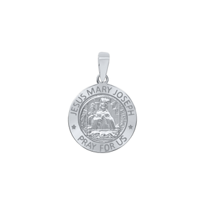 Sterling Silver Round Holy Family (Jesus, Mary, and Joseph) Medallion (5/8 inch - 1 inch)