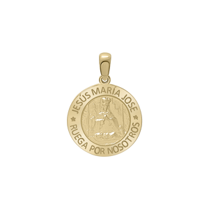 14K Gold Round Sagrada Familia (Jesús, Maria, y Jose) Medallion (5/8 inch - 1 inch)