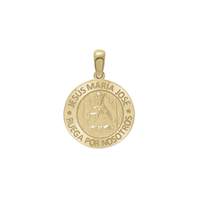 Load image into Gallery viewer, 14K Gold Round Sagrada Familia (Jesús, Maria, y Jose) Medallion (5/8 inch - 1 inch)
