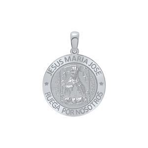 Sterling Silver Round Sagrada Familia (Jesús, Maria, y Jose) Medallion (5/8 inch - 1 inch)